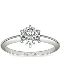 Blue Nile 1.00克拉圆形切工钻石+ 经典六爪单石订婚戒指 LD17769262