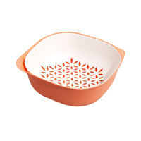 淘宝心选 双层沥水篮 23.8*23.8*9.6cm 橙色