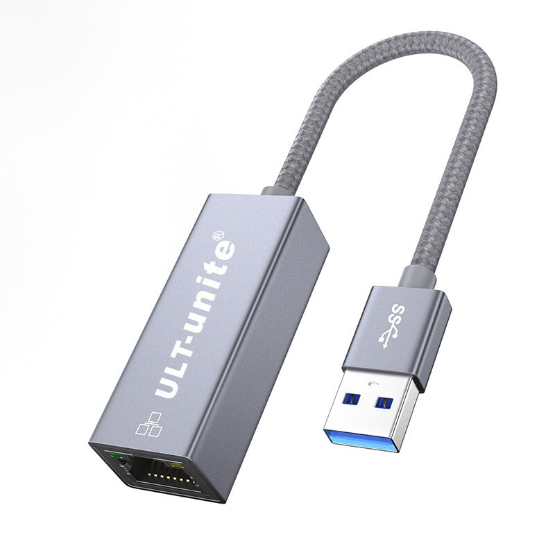 优籁特ULT-unite 接口转换器 USB-A转RJ45 银色 千兆网卡
