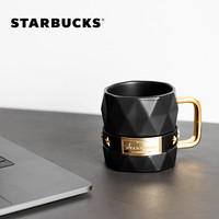 STARBUCKS 星巴克 杯子285ml经典黑金棱面马克杯时尚杯环带手柄桌面杯水杯