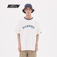 ViiSHOW 2020夏季新款短袖T恤男 半袖圆领男士打底衫潮牌印花短T 蓝色拼接 XXL