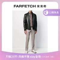 Michael Kors男士正面拉链皮夹克FARFETCH发发奇 黑色 s