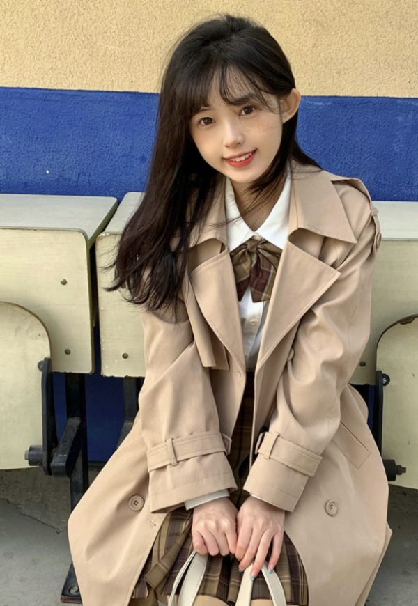 神仙clubjk制服英伦风衣外套黑色