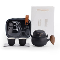 南山先生 招财猫快客杯 茶具套装 6件套 禅风黑