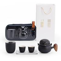 南山先生 招财猫快客杯 茶具套装 7件套 禅风黑