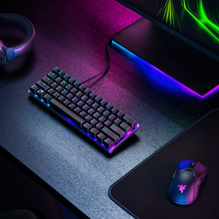 RAZER 雷蛇 猎魂光蛛 迷你版 61键 有线机械键盘 黑色 雷蛇模拟光轴 RGB