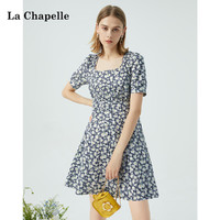 La Chapelle 法式泡泡袖小雏菊后背镂空连衣裙