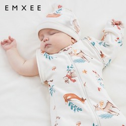 EMXEE 嫚熙 婴儿睡袋四季通用款宝宝纯棉防踢被春秋 纳维亚森林15·25℃ 80cm