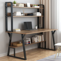 悦美妙 双层电脑桌 原野橡木色黑架 120cm