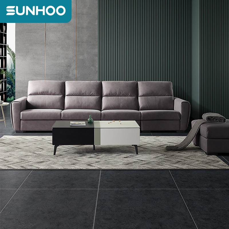 SUNHOO 双虎-全屋家具 550 科技布艺沙发 直排四人位+脚踏 右妃-标准版