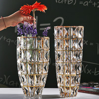 Xiangxing 欧式水晶玻璃大号插花花瓶客厅家用摆件手工描金居家装饰花瓶花器