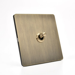 pialt仿古做旧86型青古铜色拉丝仿古金属拨杆开关插座酒店新中式