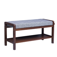 乔治木易 实木收纳换鞋凳 棕色 85cm 布艺款