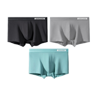 JianJiang 健将 男士棉质平角内裤套装 JM005 3条装(黑色+灰色+碧水蓝) XL