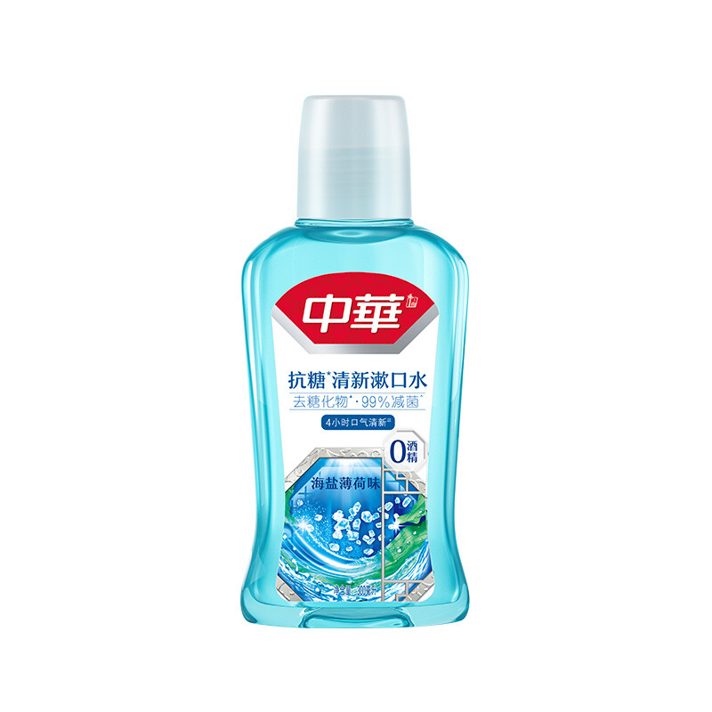 中华牙膏 抗糖清新漱口水 海盐薄荷味