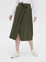 Gap 盖璞 女装|亚麻混纺单排扣半身长裙