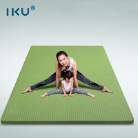 IKU i酷 双人瑜伽垫加厚10mm舞蹈训练儿童爬行多功能家庭运动健身垫子192cm*125cm*10mm绿色