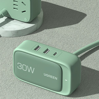 UGREEN 绿联 CD280 手机充电器排插二合一 双USB-A/Type-C/AC插座 30W 绿色