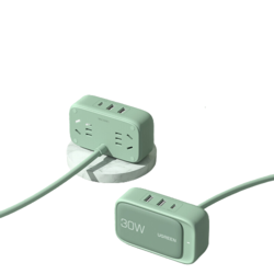 UGREEN 绿联 CD280 手机充电器排插二合一 双USB-A/Type-C/AC插座 30W 绿色