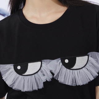 ITIB X LA DÉCORATION 女士圆领短袖T恤 I212TXG018 黑色 M