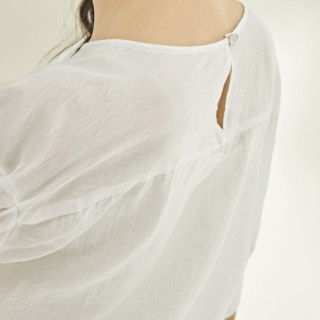 DUIBAI 对白 Natural Silk系列 女士五分袖衬衫 ADC058W 白色 L