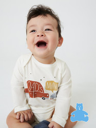 Gap 蓋璞 嬰兒|布萊納系列 新生之選  純棉印花信封領連體衣