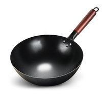 Zhangqiu iron Wok 章丘铁锅 奥特优（AOTEYOU）章丘炒锅铁锅炒菜火款 32cm 镜面黑锅 开锅款