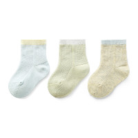 CHANSSON 馨颂 婴儿袜子三双装新生儿袜子手工对目宝宝袜子儿童袜套装 拼色男宝组 S(0-6个月)