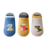 CHANSSON 馨颂 小鳄鱼婴儿地板袜三双装宝宝袜子儿童防滑学步袜套装 蓝黄米 M(1-2岁)