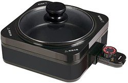 [Yamazen 山善] 電燒烤鍋 一人生活用 烤盤2種(波型烤盤/鍋盤) 可拆卸盤 帶溫度調節功能 黑色 YHC-W601(B)