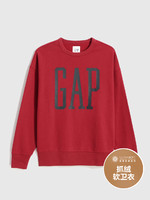 Gap 盖璞 男装|碳素软磨系列 徽标LOGO基本款圆领抓绒套头卫衣