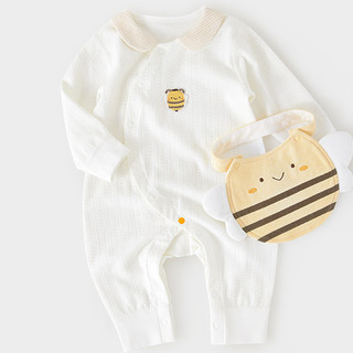 wismorni 微狮牧尼 小蜜蜂系列 W2155 婴儿斜襟连体衣 本白 66cm