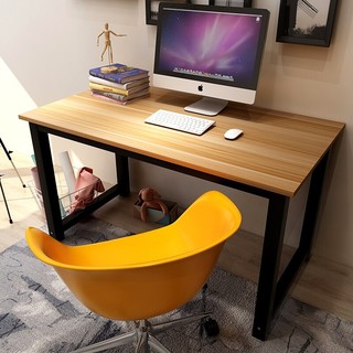 雅美乐 电脑桌台式书桌 家用笔记本桌子简约简易加固加宽钢木学习桌 浅胡桃色 YSZ386