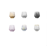 DANYU 丹语 玻璃杯 320ml*6 透明+金边+冰粉色+琥珀色+七彩色+烟灰色