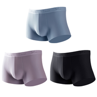 Miiow 猫人 男士平角内裤套装 RA639-3 3条装(蔚蓝+魅力紫+黑色) L