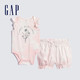 Gap 盖璞 婴儿纯棉连体衣短裤春季2022新款童装洋气外出套装