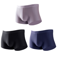 Miiow 猫人 男士平角内裤套装 RA639-3 3条装(魅力紫+黑色+宝蓝) L