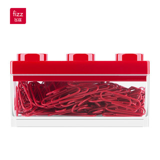 fizz 飞兹 29mm 积木盒装回形针曲别针160枚 财会用品办公学生文具 红色 FZ21907