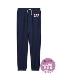 Gap 盖璞 女童|碳素软磨系列 徽标LOGO法式圈织柔软束脚卫裤