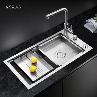 阿萨斯 Asras 7843c 不锈钢手工水槽洗菜盆单槽台上下盆厨房大水池无龙头台控款 报价价格评测怎么样 什么值得买