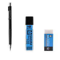 SAKURA 樱花 自动铅笔 XS-127 黑色 0.7mm 单支装+铅芯 0.7mm HB 12支/盒+橡皮擦 小号 单块