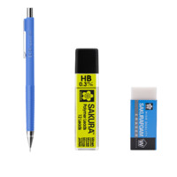 SAKURA 樱花 自动铅笔 XS-123 天蓝色 0.3mm 单支装+铅芯 0.3mm HB 12支/盒+橡皮擦 小号 单块
