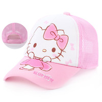 Hello Kitty 女童棒球帽网眼透气春夏女孩宝宝遮阳鸭舌帽防晒粉色可爱帽子