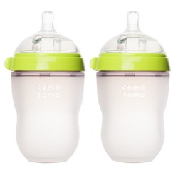 comotomo 可么多么 婴儿宽口硅胶妈妈奶瓶 绿色 250ml 两只装