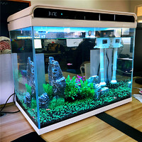 SUNSUN 森森 超白玻璃小鱼缸客厅 小型桌面家用水族箱 生态免换水金鱼缸 HE380高档超白玻璃（含水泵和滤材）（长38，宽26，高38）
