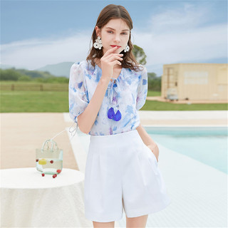 X.YING 香影 半夏时光系列 女士短袖雪纺衫 S813085600 紫色 S