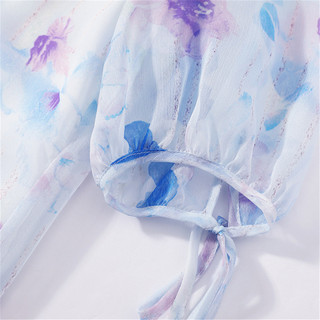 X.YING 香影 半夏时光系列 女士短袖雪纺衫 S813085600 紫色 S