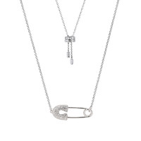 APM Monaco 银色趣味设计别针项链 锁骨链个性吊坠时尚饰品生日礼物情人节送女友AC5030OX