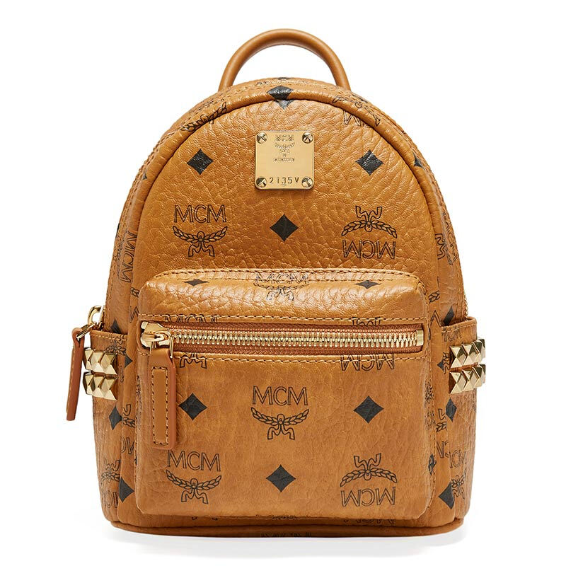 MCM Stark Visetos Bebe Boo系列 女士侧边铆钉双肩背包 MMK6SVE92