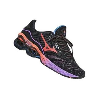 Mizuno 美津浓 Wave Creation 22 中性跑鞋 J1GC210163 黑色/粉色/橙色 36.5